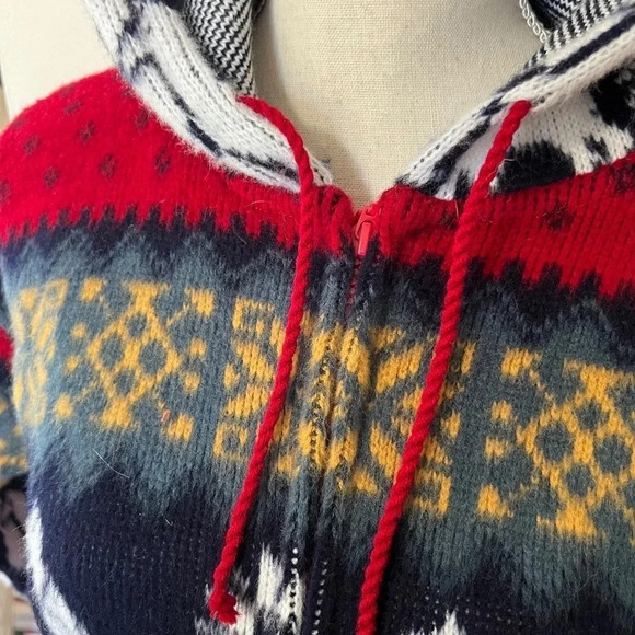 TEJIDOS ALY MARKA Vintage BoHo 100% Wool Jacket Coat Sweater Made in Ecuador 10 - Picture 5 of 6